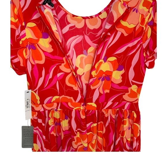 NWT MAGGIE LONDON COLORFUL RED & ORANGE FLORAL DRESS, SIZE 8 - Picture 7 of 13